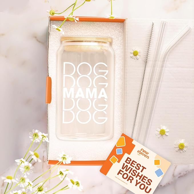 NewEleven Easter Gifts For Dog Lovers, Dogs Owners, Dog Moms, Fur Mama - Dog Mom Gifts For Women - Cute Funny Gift For Women, Best Friend, Girlfriend - 16 Oz Coffee Glass