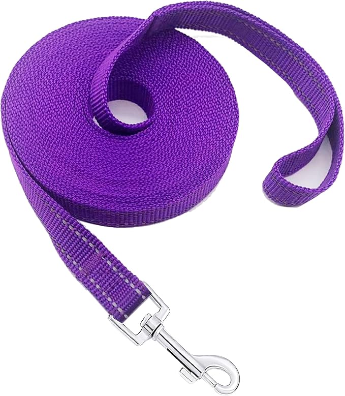 Nylon Training Dog Leash for Small Medium Dogs, 15ft 20ft 30ft 50ft 100ft Reflective Long Leash Dog/Puppy Lead for Obedience Recall Training, Camping