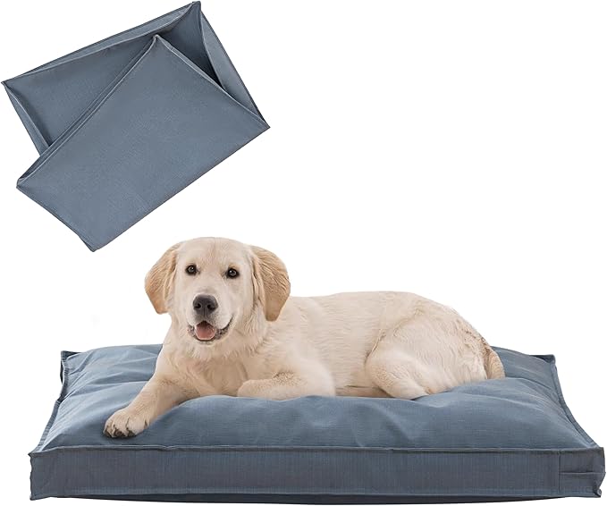 Dog Bed Covers Replacement Washable, Waterproof Dog Bed Cover with Zipper, 36Lx27Wx3H inch Durable Oxford Pet Bed Cover for Outdoor/Indoor Use, Cover Only, Blue-Gray