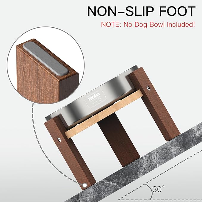Elevated Dog Bowl Stand, 6'' Height Raised Stand for Medium&Small Dogs, Durable Solid Hardwood Stand for 7.8Inch Bowls [No Dog Bowl Included]
