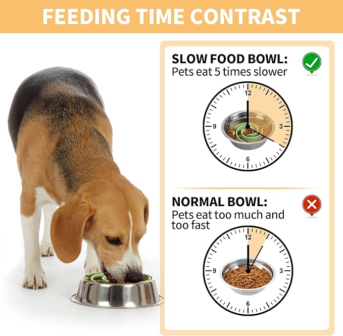 Slow Feeder Dog Bowls Insert, Bestalk Soft Silicone Slow Eating Feeder Insert with Suction Cups for Small, Medium and Large Dogs, Fit into Basic and Elevated Dog Bowls, Green