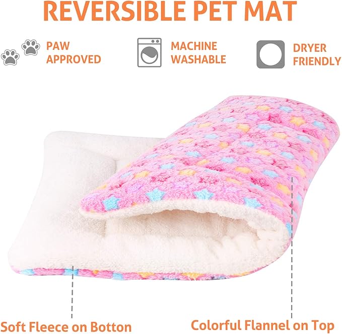Mora Pets Dog Crate Pad - Ultra Soft Pet Bed With Cute Star Print, Washable Mat for Large Medium Small Dogs, Reversible Fleece Kennel Liner, Cat Bed 41 x 29 Inch Pink