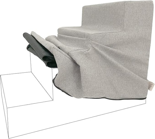 Best Pet Supplies Foam Pet Steps Cover for Small Dogs and Cats, Portable Ramp Stairs for Couch, Sofa, and High Bed Climbing (Cover Only) - Sand, 4-Step (H: 18") (Cover Only)