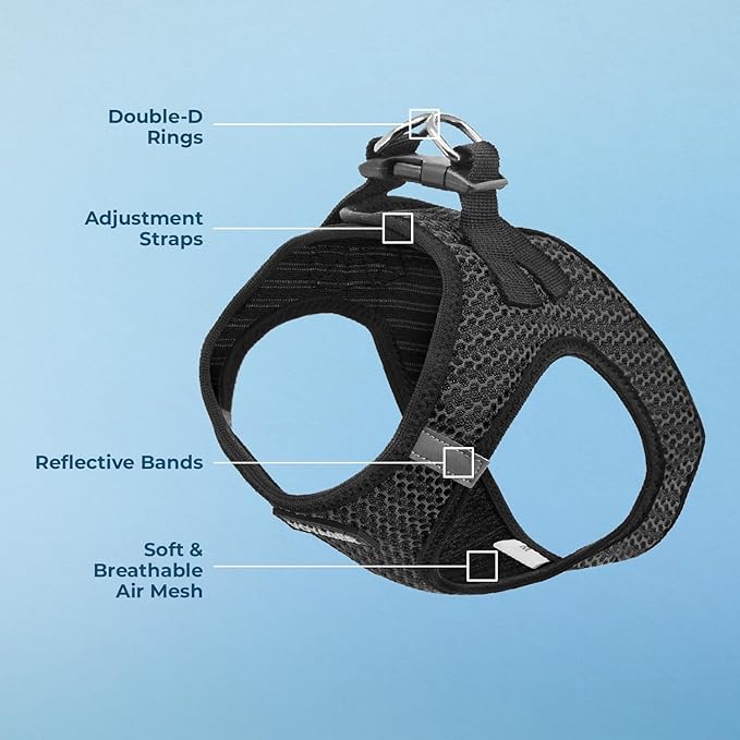 Best Pet Supplies Voyager Step-in Air Harness - All Weather Mesh, Reflective, No Pull Harness for Dogs, Cats - Secure with Hook & Loop Fastener, Buckle, Double D-Rings - Gray 2-Tone, XS