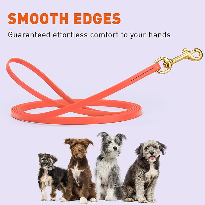 Viper Biothane K9 Working Dog Leash Waterproof Lead for Tracking Training Schutzhund Odor-Proof Long Line with Solid Brass Snap for Puppy Medium and Large Dogs, 33ft Coral
