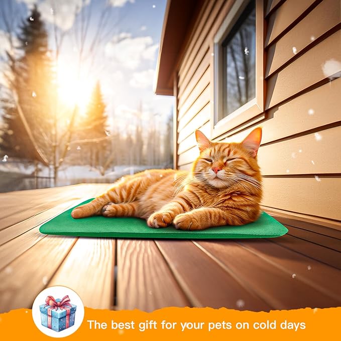PETNF Outdoor Heated Pet Bed with Waterproof Cover,Pet Heating Pads for Dog,Soft Electric Blanket Auto Temperature Control,Heating Mat for Dog House Cabin Cot Doorway,Rescue Cats,Green