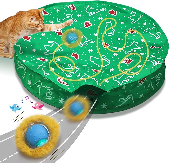 Interactive Cat Toys Ball Fast Rolling in Pocket, Motion Activate Chirping Cat Ball Christmas Cat Toys 2025 Cat's Gift
