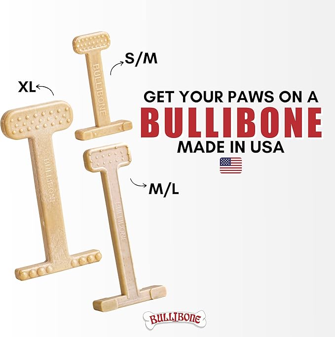 Bullibone Nylon Dog Chew Toy for Aggressive Chewers - Dental Hygiene Bone with Peanut Butter Flavor, Durable Tough Chew Toys for Extra Large Dogs, Indestructible Dog Bone - Single