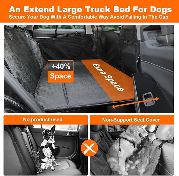 Vailge Dog Car Seat Cover for Trucks,Large Back Seat Extender for Dogs,Waterproof Non Inflatable Hard Bottom Dog Seat Cover for Trucks F150, RAM1500,Silverado,GMC Sierra