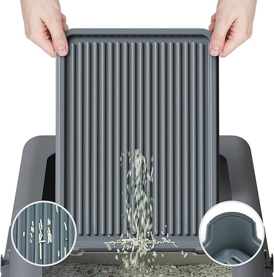 Cat Ramp for Litter Box Elevated Litter Ramp for Cat Litter Boxes, Washable Easy Cleaning Steps with Filter Functions Suitable for Small & Elderly Cats(14"x10"x2.5")