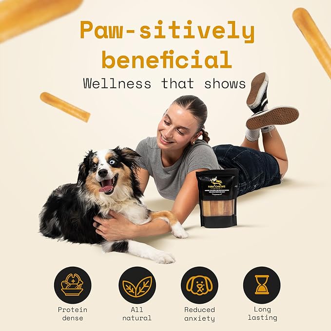 Himalayan Yak Cheese Dog Chews - Natural Healthy & Safe Treat for Small & Medium Dogs - Long Lasting Dental Chew Rich in Protein & Calcium - Gluten-Free Lactose-Free - 6 Chews for Medium Dogs