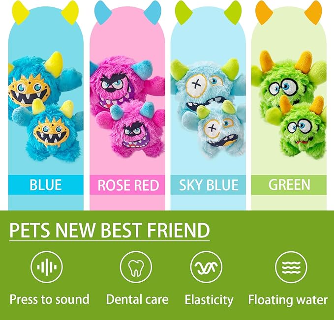 Plush Squeaky Dog Toy Ball, Dental Care, Skin-Friendly and Soft and Relieve Stress,Dog Training Interactive Pet Cute Plush Fashionable Toy Ball (Green,Small)