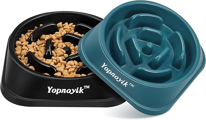 2 Pack Slow Feeder Dog Bowls for Healthy Eating, Non-Slip and Anti-Choking Design, Reduces Bloating & Overeating for Large Dogs, Easy to Clean