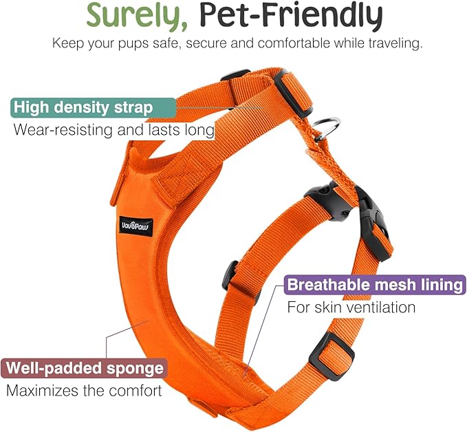 Dog Seat Belt, Safety Vest Dog Car Harness with Adjustable Buckle Dog Seat Belt for Vehicle Nylon Pet Safety Seat Belts Heavy Duty(XL, Orange)