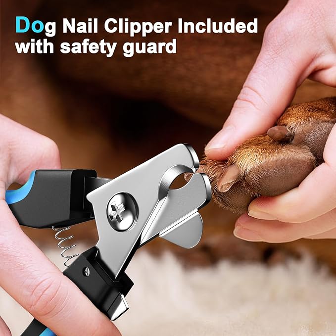 Dog Nail Grinder, Dog Nail Trimmers, and Clippers Kit with 2 LED Lights. Super Quiet Electric Pet Nail Grinder, Rechargeable, for Small, Medium, and Large Dogs & Cats, 2 Diamond Grinding Wheels.