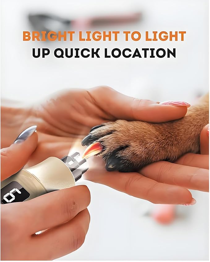 Dog Nail Grinder with Dust Collector, 7-Speed Powerful Nail Trimmer for Dogs, Cats & Large Pets, Features LED Light & Single-Hand Control, Quiet & Rechargeable (7-Speed with Dust-Collect)