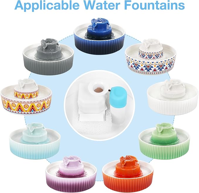 16 Pack Ceramic Cat Water Fountain Filters Replacement, 16 Cat Fountain Filters and 4 Pre-Filter Sponges for Ceramic Pet Water Fountains (16+4)