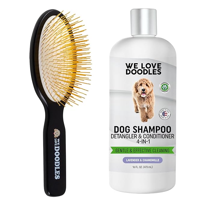 We Love Doodles Pin Brush & Dog Shampoo - Dog Grooming Kit - Remove Mats, Knots, And Tangles