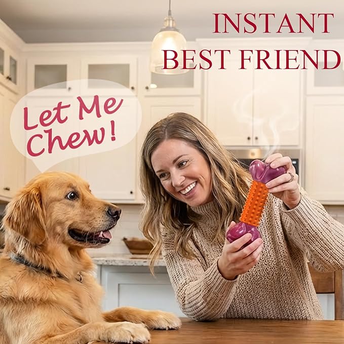 Apasiri 3-Pack Dog Toys for Aggressive Chewers Peanut Butter Flavored: Dog Bones for Large Dogs, 8" Chew Toys Long-Lasting, Tough Nylon & Rubber Dogs Toys