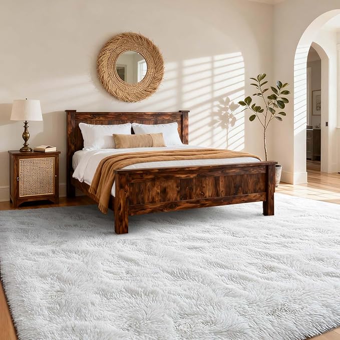 8x10 Ft Extra Large Shag Rugs for Living Room, Ultra Soft Fluffy Furry Area Rugs for Bedroom Indoor Floor, Aesthetic Carpet for Kids Home Decor (White)