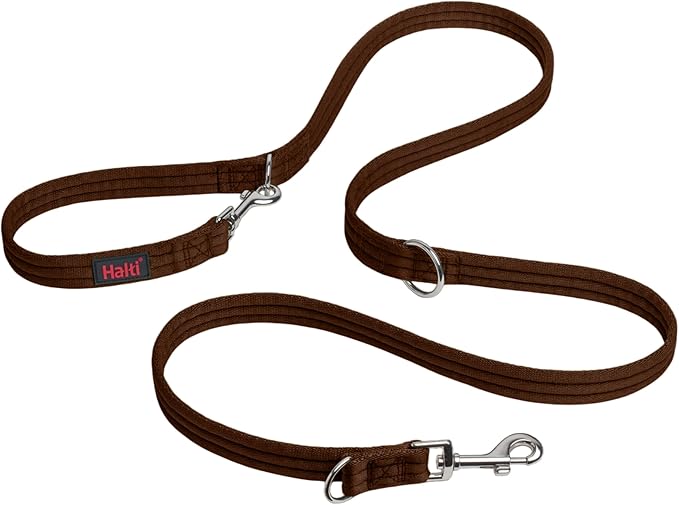 Halti Training Leash - Multifunctional Double-Ended Dog Leash, Ideal for Anti-Pulling Dog Training. Lightweight & Durable. Suitable for Medium to Large Dogs & Puppies (Size Large, Deep Walnut, 2m)