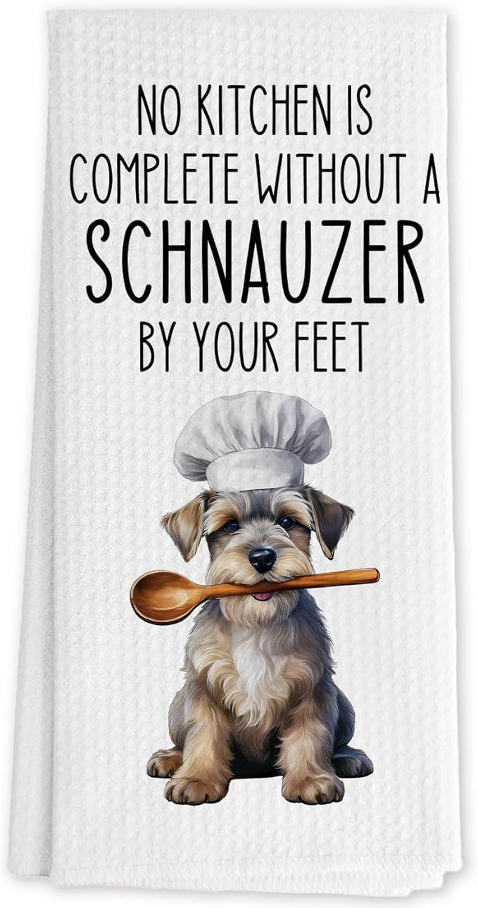 Funny Schnauzer Dog Kitchen Towels, Schnauzer Gifts for Women Men Dish Tea Towels for Kitchen Decor, Dog Lover Mom Gifts Decorative Hand Towels, 16x24 Inch