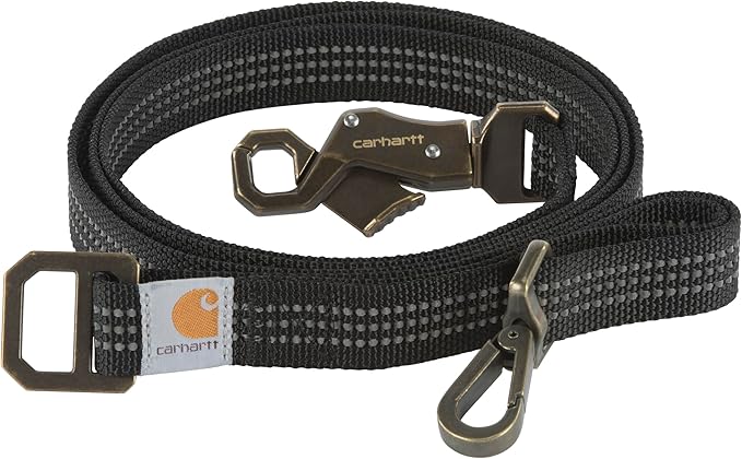 Carhartt Pet Durable Nylon Webbing Leashes for Dogs, Reflective Stitching for Visibility, Black (Nylon Webbing), Large