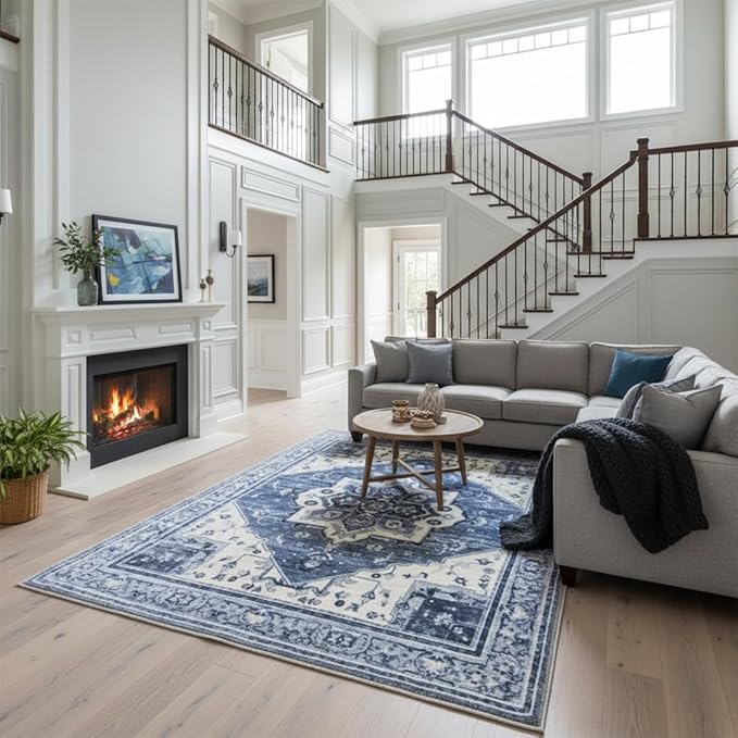 Muddy Mat짰 Admiral 3ft x 5ft Washable Area Rugs for Living Room, Bedroom & Dining Room ??Modern Soft Low Pile Non Slip Carpet ??Pet Friendly Waterproof Foldable Rugs for Home
