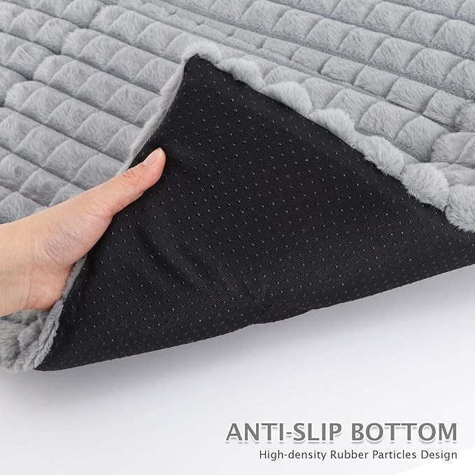 BVAGSS Dog Bed Washable Crate Mattress,Anti-Slip Memory Foam Soft Warm Pet Cushion for Small Medium Dogs, Calming Fluffy Sleeping Kennel Pad XH082 (30''x20'',Grey)