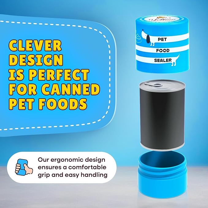 The Original Canned Dog Food Storage Container (2 Pack) Patent Pending Reusable Airtight Can Cover Pet Food Sealer - Keeps Dog Food Can Fresh in the Fridge, Eliminates Odor