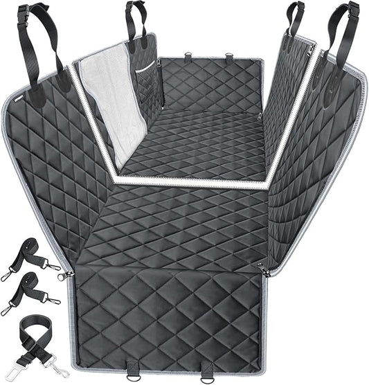 URPOWER 6-in-1 Dog Car Seat Cover for Back Seat, Waterproof Dog Car Hammock with Mesh Window & Side Flap, Pet Backseat Protector for Car, SUV, Truck
