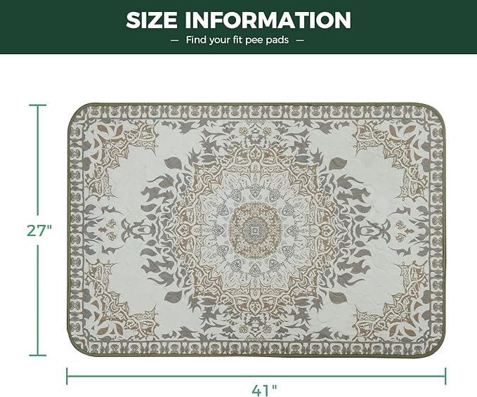 FXW Washable Pee Pads for Dogs, Puppy Pads with Super Absorbent, Specifically Designed for 42inch Cages, 27" x 41" Rectangle, Boho, 2 Packs