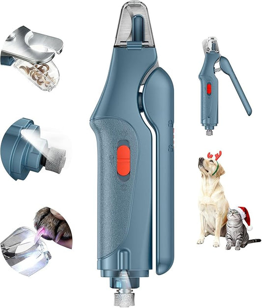 2-in-1 Cat Nail Clippers & Dog Nail Clippers Trimmers for Large Medium Small Dogs Cats Claw Trimmer Quick Sensor and Safety Guard USB Rechargeable with 2 LED Lights Dogs Nail Trimmer