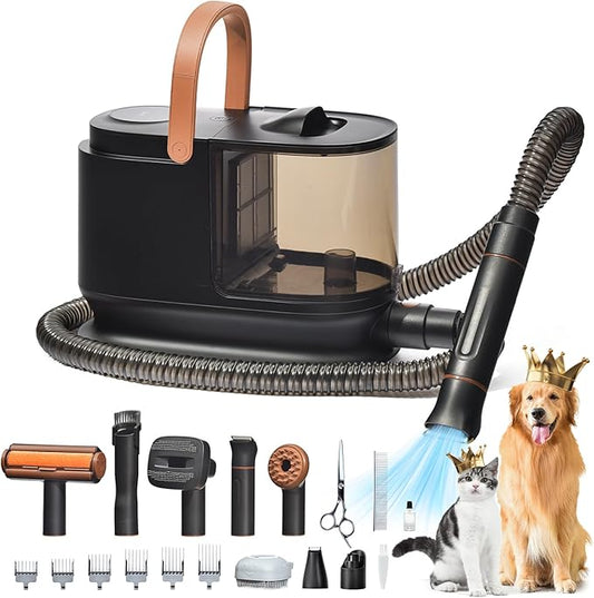 Bunfly Dog Hair Vacuum, Dog Grooming Kit, Pet Grooming Vacuum,13,000kPa Powerful Suction, 99% Hair Removal, 3.5L Capacity, 16 Pet Grooming Tools, Home Cleaning