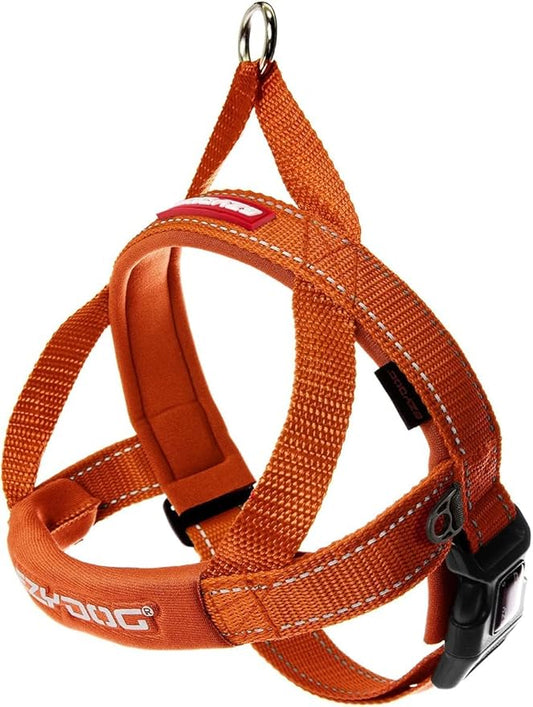 EzyDog Quick Fit Dog Harness ??No Pull Harness for Training, Everyday Walking, and Easy Control - Adjustable Fit, Reflective, and Padded (Large, Orange)