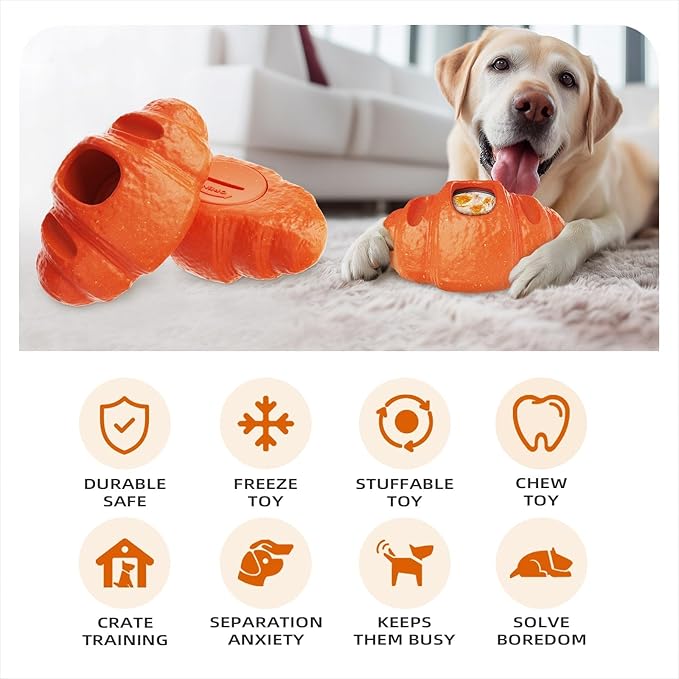 2 pcs Aggressive Chew Toys for Large Dogs, Pet Valentine Anxiety Relief for Dogs Toy, Dog Frozen Treat Toy, Indestructible Chew Toys for Peanut Butter and Frozen Treats Reduces Anxiety