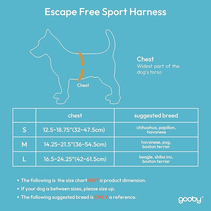 Gooby Escape Free Sport Harness - Blue, Small - No Choke Step-in Patented Neoprene Dog Harness with Four-Point Adjustment for Small to Medium Dogs