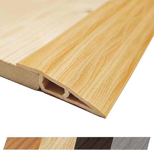 1/2" to 3/5" Height Threshold Ramp - Rubber Threshold, Floor Transition Strip, Door Strip, Wheelchair Ramp, Carpet to Tile Strip (Raw Timber Tone, 40 inches)