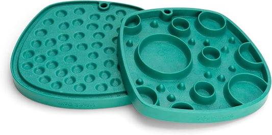 West Paw Seaflex Bubbles Feast Mat – All-in-One, Slow Feeder, Lick Mat – Encourages Foraging & Food Exploration - Engages Picky Eaters & Slow Feeding - Versatile – Easy to Clean, Non-Toxic - Kelp