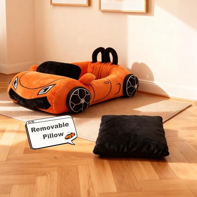 Cute Cat Beds Kitten Beds, Soft Small Dog Beds, Washable Pet Beds for Puppy and Kitty, Funny Supercar Cat Toys, 24 Inch
