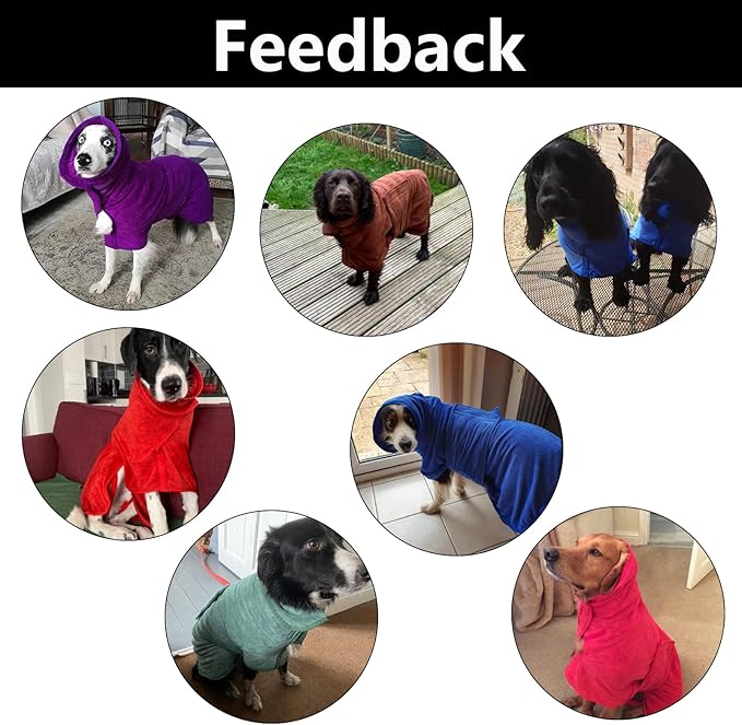 Geyecete Dog Drying Coat - Dog Bathrobe Towel - Microfibre Fast Drying Super Absorbent Pet Cat Bath Robe Towel, Luxuriously Soft - Blue - XXXL