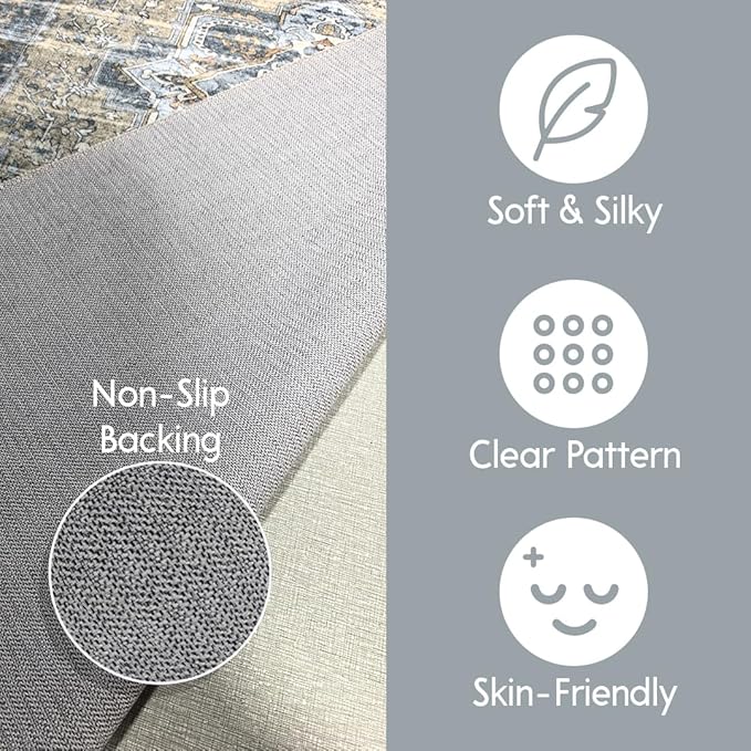 Muddy Mat짰 Coral 2x3 Washable Area Rugs for Living Room, Bedroom & Dining Room ??Modern Soft Low Pile Non Slip Carpet ??Pet Friendly Waterproof Foldable Rugs for Home