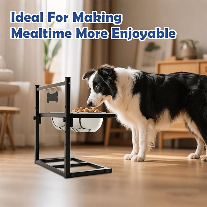 Elevated Dog Bowls for Dogs,Raised Dog Bowl Stand with Two 1700ML Stainless Steel Bowls, Adjustable Tall Dog Food Water Bowls