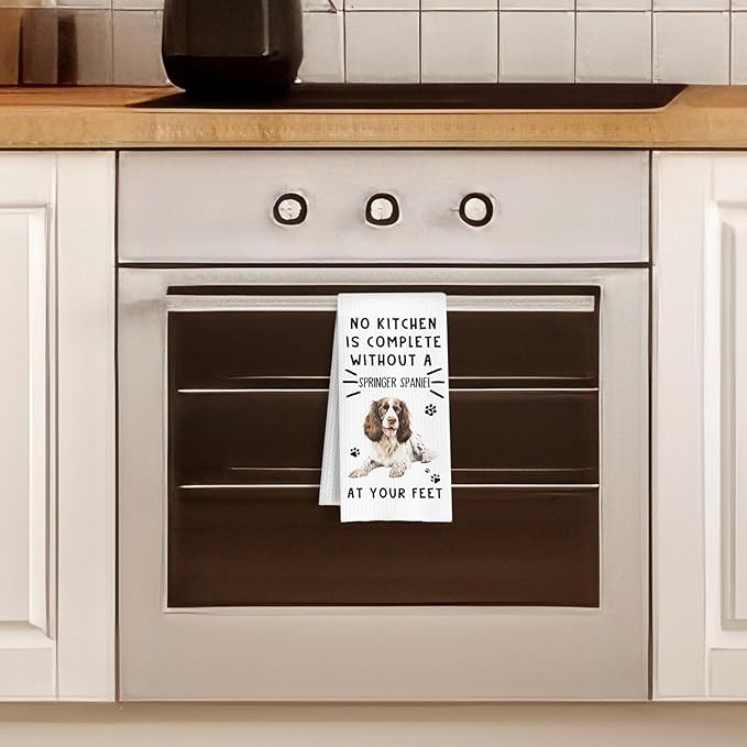 Funny Springer Spaniel Hand Towels for Kitchen Home Bathroom Decor, A Kitchen is Not Complete Without A Springer Spaniel Dish Towel, Dog Lovers Gift, 16×24 Inch