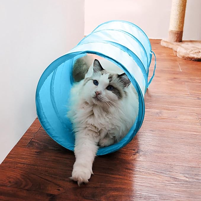 Foldable Spiral Cat Tunnel - Indoor Toy for Small Cats, Kittens, and Rabbits - Tube for Interactive Play and Outdoor Fun - Pet Activity Toy 20" 3 Pcs