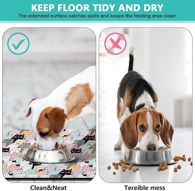 Pet Feeding Mat for Floors Waterproof Dog Mat for Food and Water Absorbent Quick Dry Non Slip mat for Cat Bowls