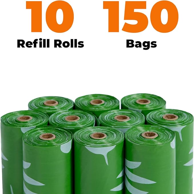 Best Pet Supplies Poop Bags for Dogs, 50% Post-Consumer Recycled Content dog waste bags on rolls, fits all poop bag holders for leashes - 150 Count, Green, Lavender Scented