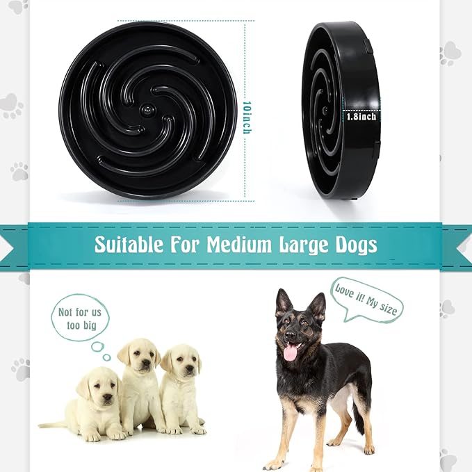 Slow Feeder Dog Bowls for Large Medium Dog Non Slip Maze Puzzle Bowl Pet Slower Food Feeding Dishes Interactive Bloat Stop Preventing Choking Healthy Dog Bowl, Black