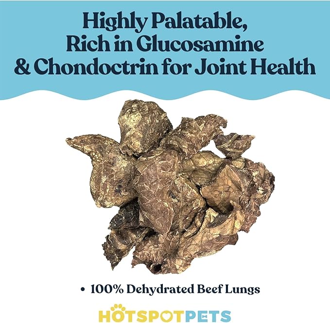 hotspot pets Dehydrated Beef Lung Dog Treats - 2lb Big Bag- All-Natural, One Ingredient - High Protein, Low Fat - Slow Roasted Oven Baked Dog Chews, A Healthy Rawhide Alternative for All Dogs