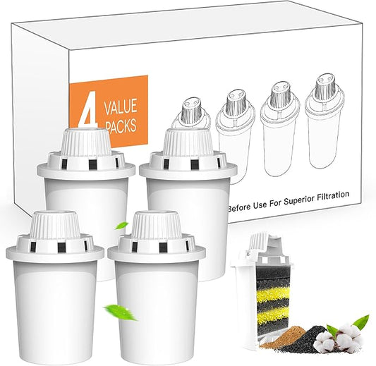 4 Packs Replacement Filters for Dog Water Fountain, Water Filter, for Stainless Steel Pet Fountain for Large Dogs- Vertical Filtration for D2223,D2322,D2340,D2341,D2419 Lasts Two Months